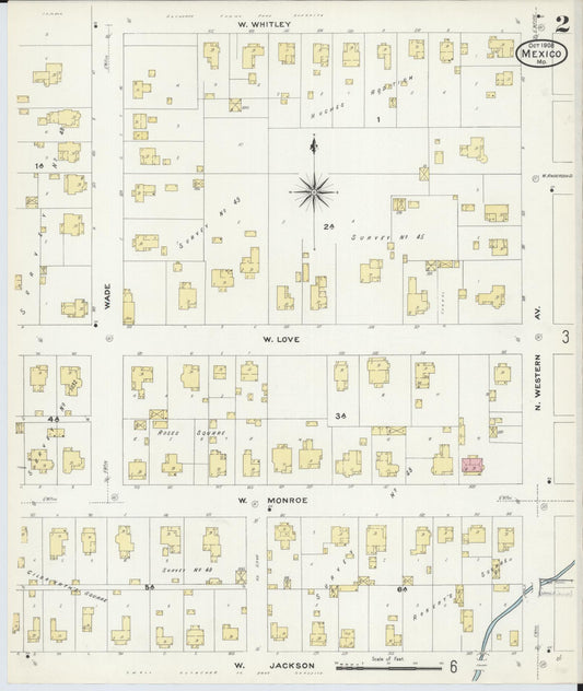 Sanborn Fire Insurance Map from Mexico, Audrain County, Missouri (1908), Sheet #0002 - Historic Sanborn Fire Insurance Map Print, vintage old map wall art, antique decor, genealogy gift, Missouri Missouri map