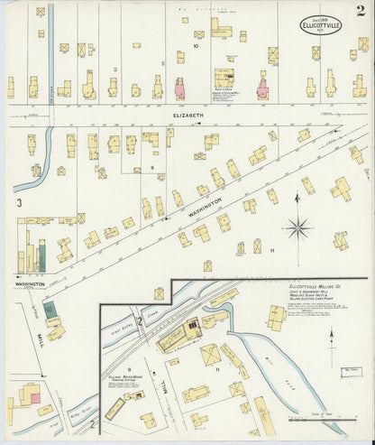 Sanborn Fire Insurance Map from Ellicottville, Cattaraugus County, New York (1909), Sheet #0002 - Complete Map Set gallery image, historic Sanborn map, vintage wall art, New York New York