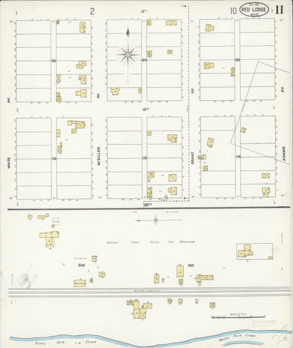 Sanborn Fire Insurance Map from Red Lodge, Carbon County, Montana (1901), Sheet #0011 - Complete Map Set gallery image, historic Sanborn map, vintage wall art, Montana Montana