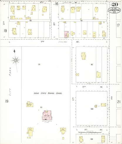Sanborn Fire Insurance Map from Lewiston, Nez Perce County, Idaho (1904), Sheet #0020 - Complete Map Set gallery image, historic Sanborn map, vintage wall art, Idaho Idaho