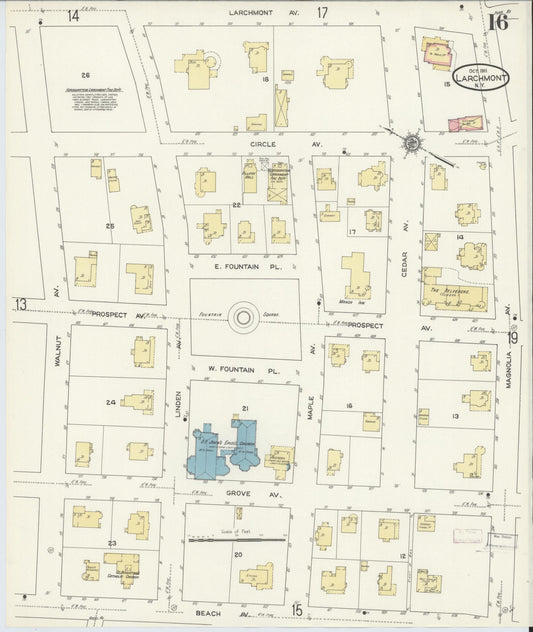 Sanborn Fire Insurance Map from Larchmont, Westchester County, New York (1911), Sheet #0016 - Historic Sanborn Fire Insurance Map Print, vintage old map wall art, antique decor, genealogy gift, New York New York map