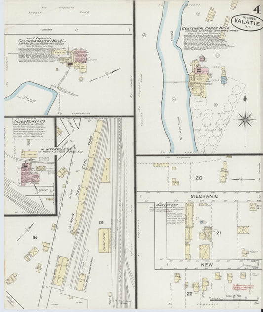 Sanborn Fire Insurance Map from Valatie, Columbia County, New York (1886), Sheet #0004 - Historic Sanborn Fire Insurance Map Print, vintage old map wall art, antique decor, genealogy gift, New York New York map