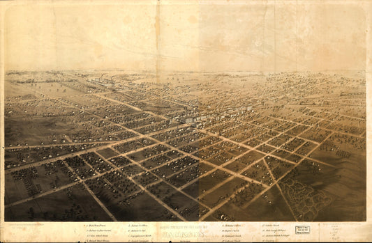 Birds eye view of the city of Jackson, Michigan. (1868) – Historic Bird’s-Eye View Panorama Print