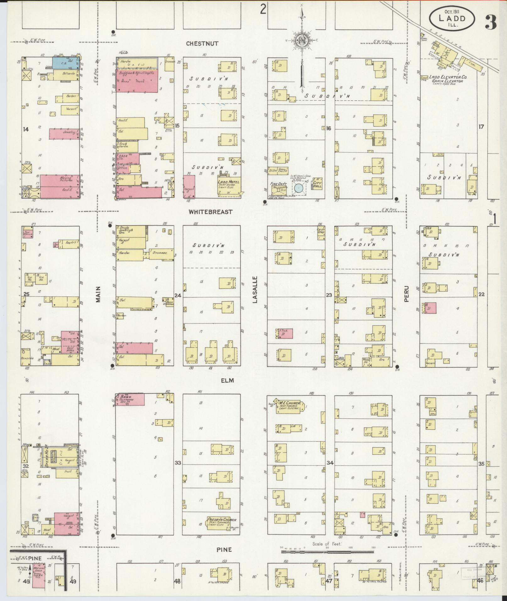 Sanborn Fire Insurance Map from Ladd, Bureau County, Illinois (1911), Sheet #0003 - Complete Map Set gallery image, historic Sanborn map, vintage wall art, Illinois Illinois