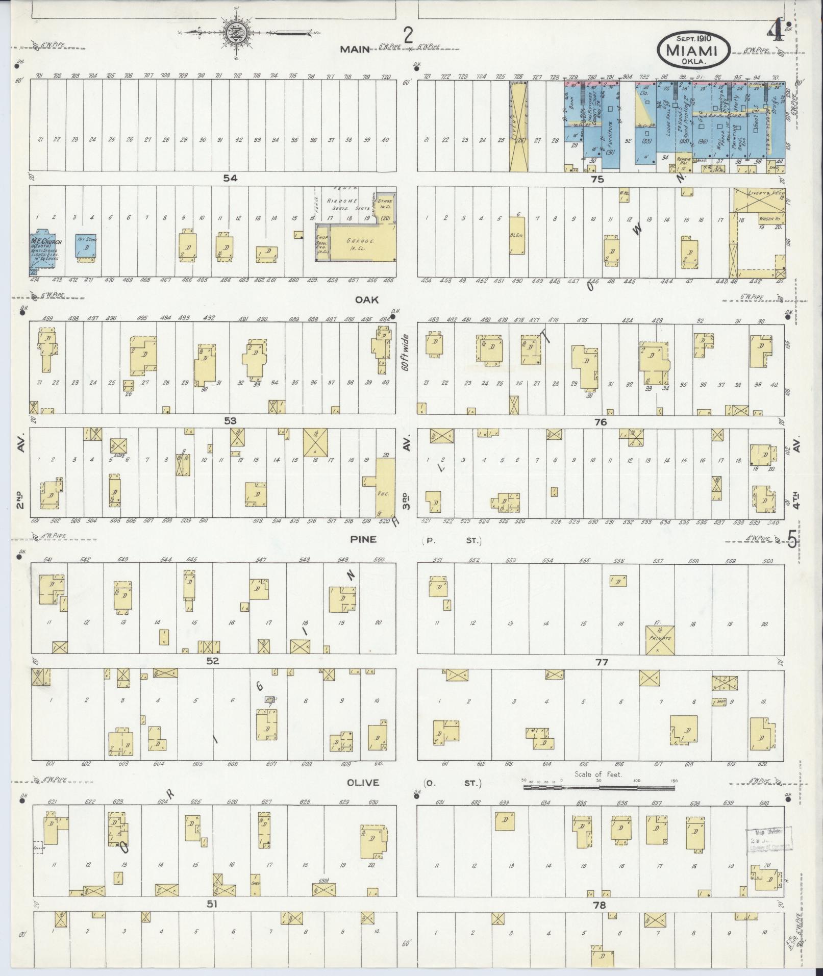 Sanborn Fire Insurance Map from Miami, Ottawa County, Oklahoma (1910), Sheet #0004 - Complete Map Set gallery image, historic Sanborn map, vintage wall art, Oklahoma Oklahoma