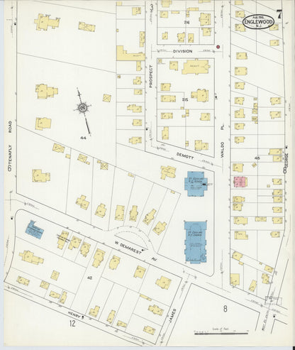 Sanborn Fire Insurance Map from Englewood, Bergen County, New Jersey (1915), Sheet #0007 - Complete Map Set gallery image, historic Sanborn map, vintage wall art, New Jersey New Jersey