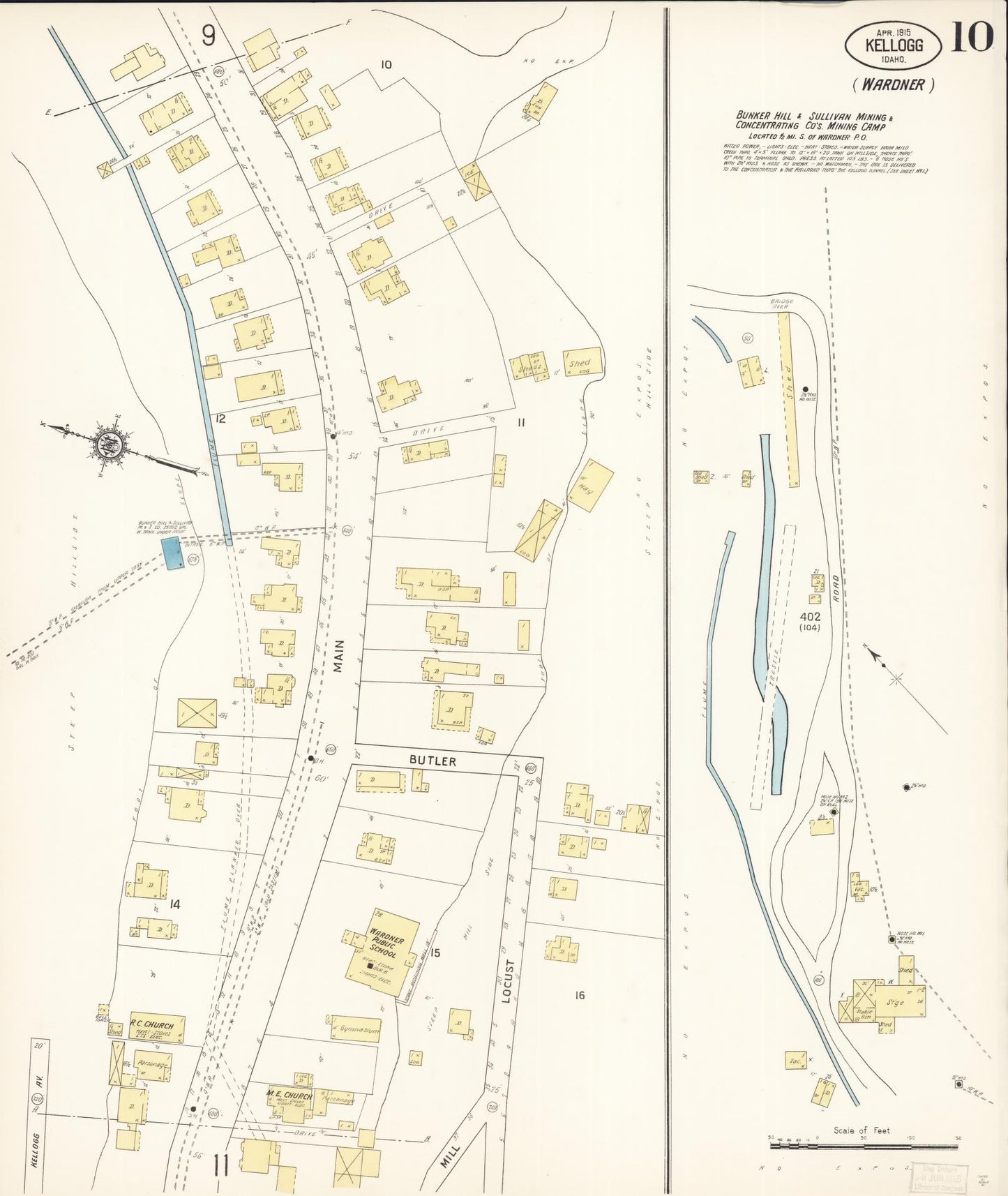 Sanborn Fire Insurance Map from Kellogg, Shoshone County, Idaho (1915), Sheet #0010 - Complete Map Set gallery image, historic Sanborn map, vintage wall art, Idaho Idaho