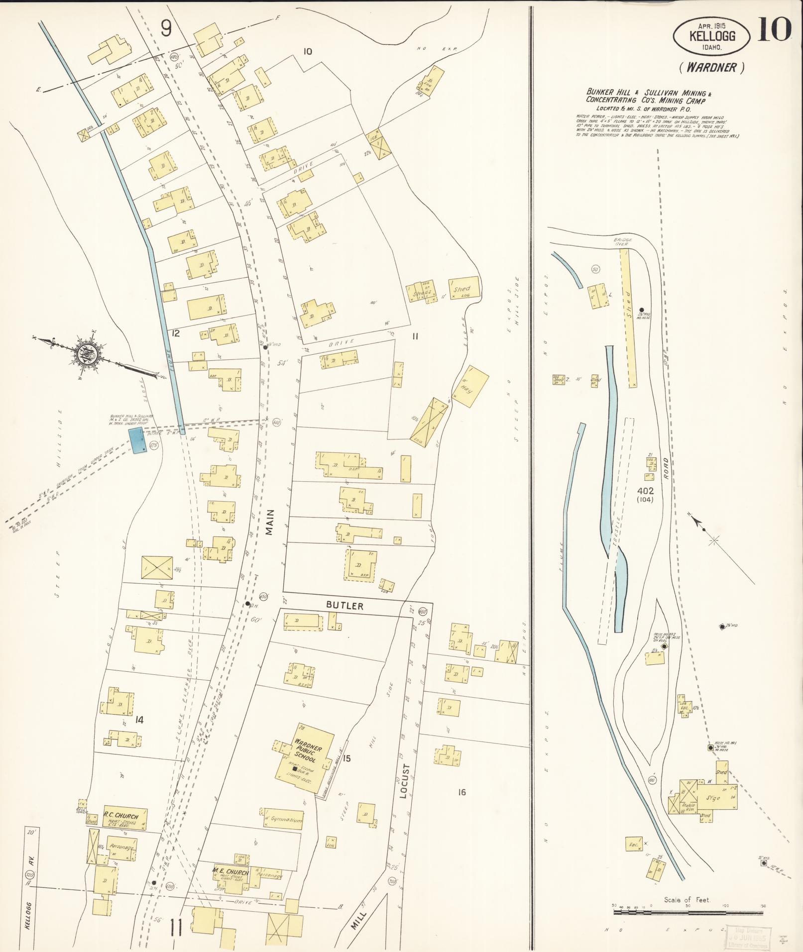 Sanborn Fire Insurance Map from Kellogg, Shoshone County, Idaho (1915), Sheet #0010 - Complete Map Set gallery image, historic Sanborn map, vintage wall art, Idaho Idaho