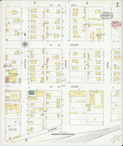 Sanborn Fire Insurance Map from Holdrege, Phelps County, Nebraska (1909), Sheet #0007 - Complete Map Set gallery image, historic Sanborn map, vintage wall art, Nebraska Nebraska