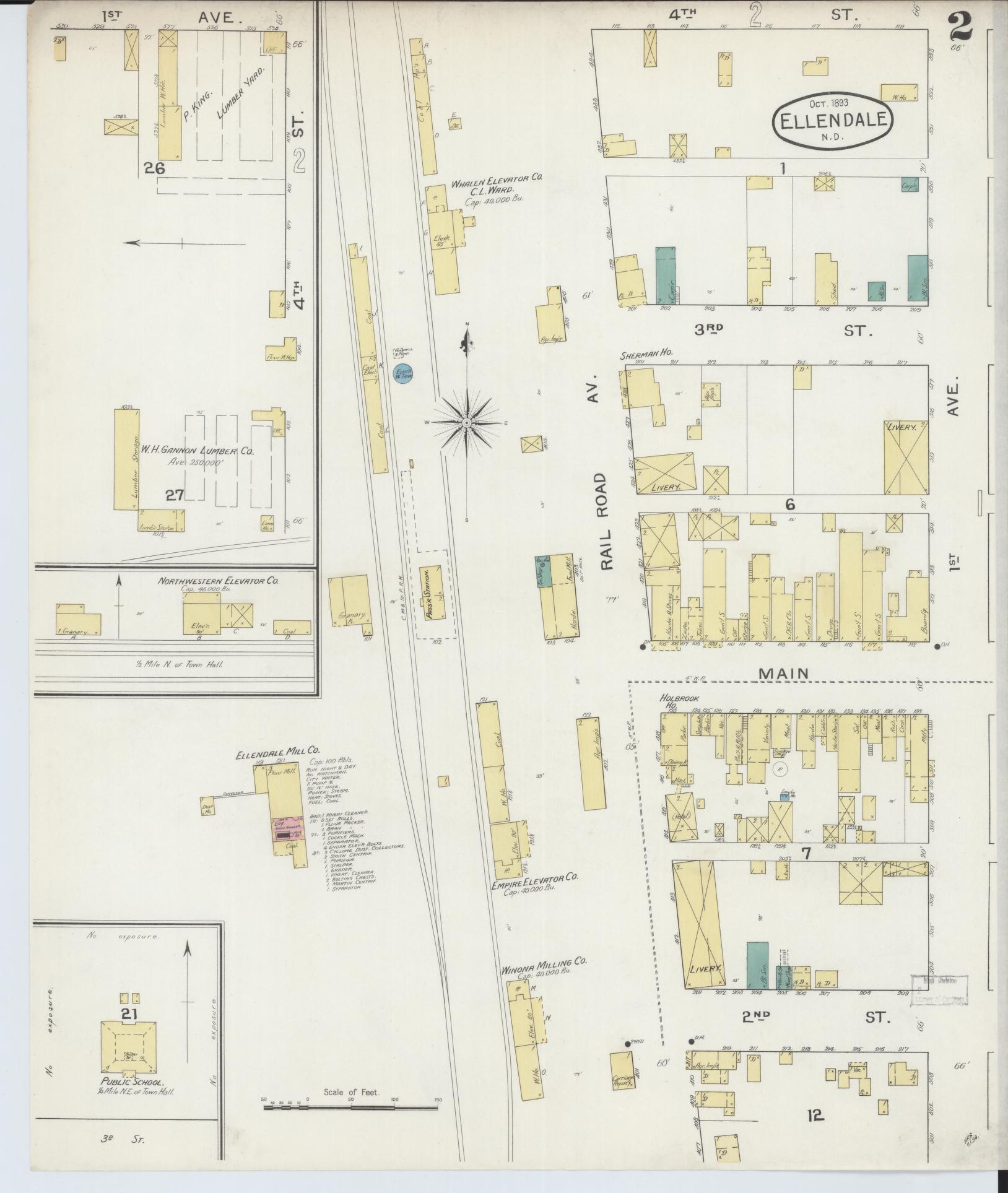 Sanborn Fire Insurance Map from Ellendale, Dickey County, North Dakota (1893), Sheet #0002 - Historic Sanborn Fire Insurance Map Print, vintage old map wall art, antique decor, genealogy gift, North Dakota North Dakota map