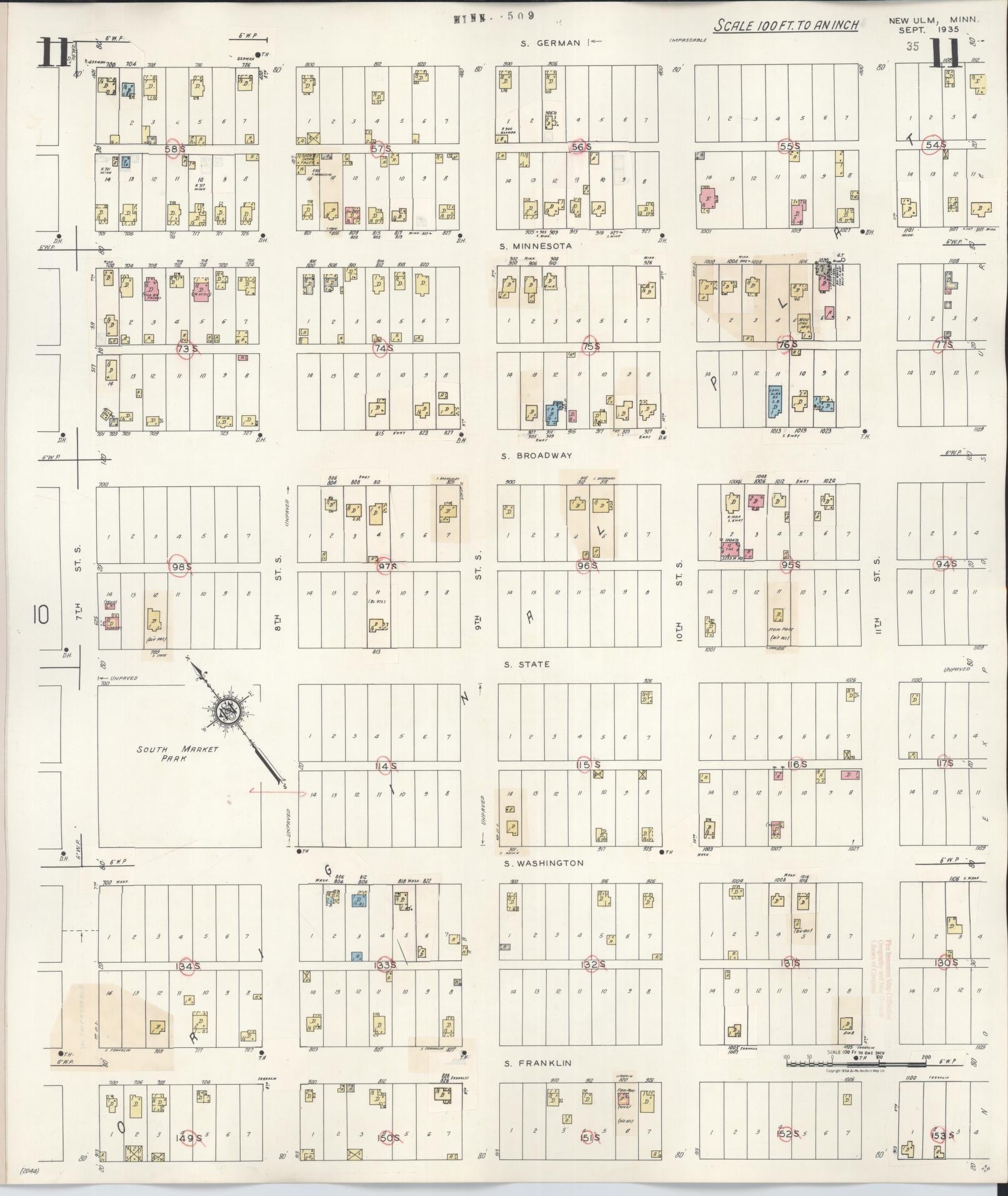Sanborn Fire Insurance Map from New Ulm, Brown County, Minnesota (1946), Sheet #0011 - Historic Sanborn Fire Insurance Map Print, vintage old map wall art, antique decor, genealogy gift, Minnesota Minnesota map