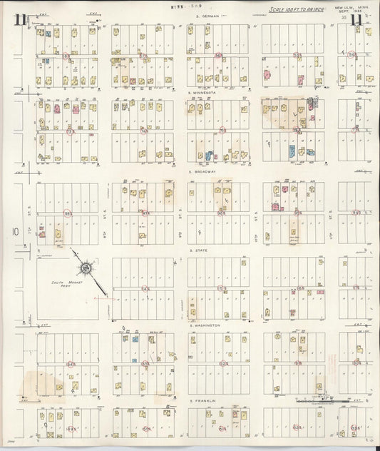 Sanborn Fire Insurance Map from New Ulm, Brown County, Minnesota (1946), Sheet #0011 - Historic Sanborn Fire Insurance Map Print, vintage old map wall art, antique decor, genealogy gift, Minnesota Minnesota map