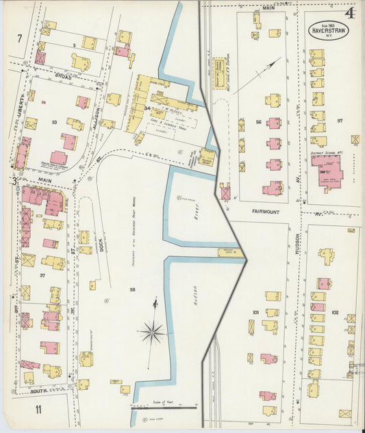 Sanborn Fire Insurance Map from Haverstraw, Rockland County, New York (1903), Sheet #0004 - Historic Sanborn Fire Insurance Map Print, vintage old map wall art, antique decor, genealogy gift, New York New York map