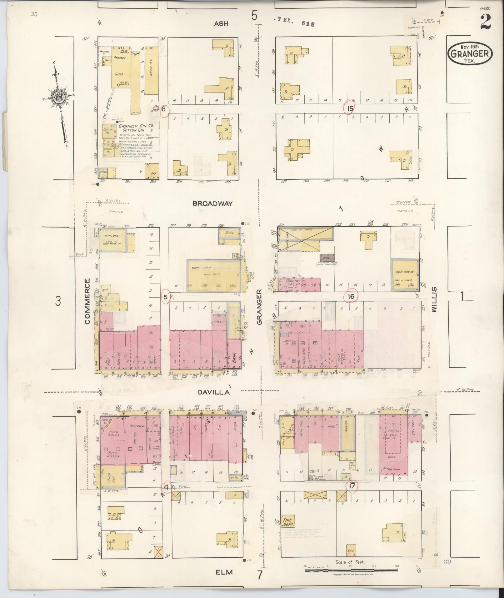 Sanborn Fire Insurance Map from Granger, Williamson County, Texas (1940), Sheet #0002 - Complete Map Set gallery image, historic Sanborn map, vintage wall art, Texas Texas