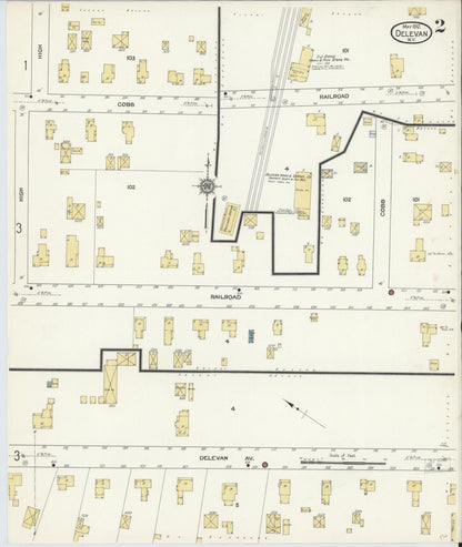 Sanborn Fire Insurance Map from Delevan, Cattaraugus County, New York (1912), Sheet #0002 - Historic Sanborn Fire Insurance Map Print, vintage old map wall art, antique decor, genealogy gift, New York New York map