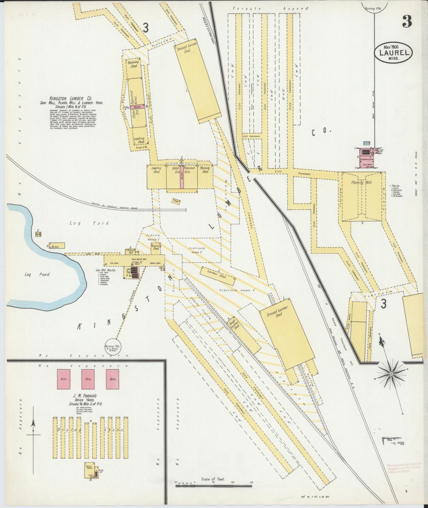 Sanborn Fire Insurance Map from Laurel, Jones County, Mississippi (1900), Sheet #0003 - Complete Map Set gallery image, historic Sanborn map, vintage wall art, Mississippi Mississippi