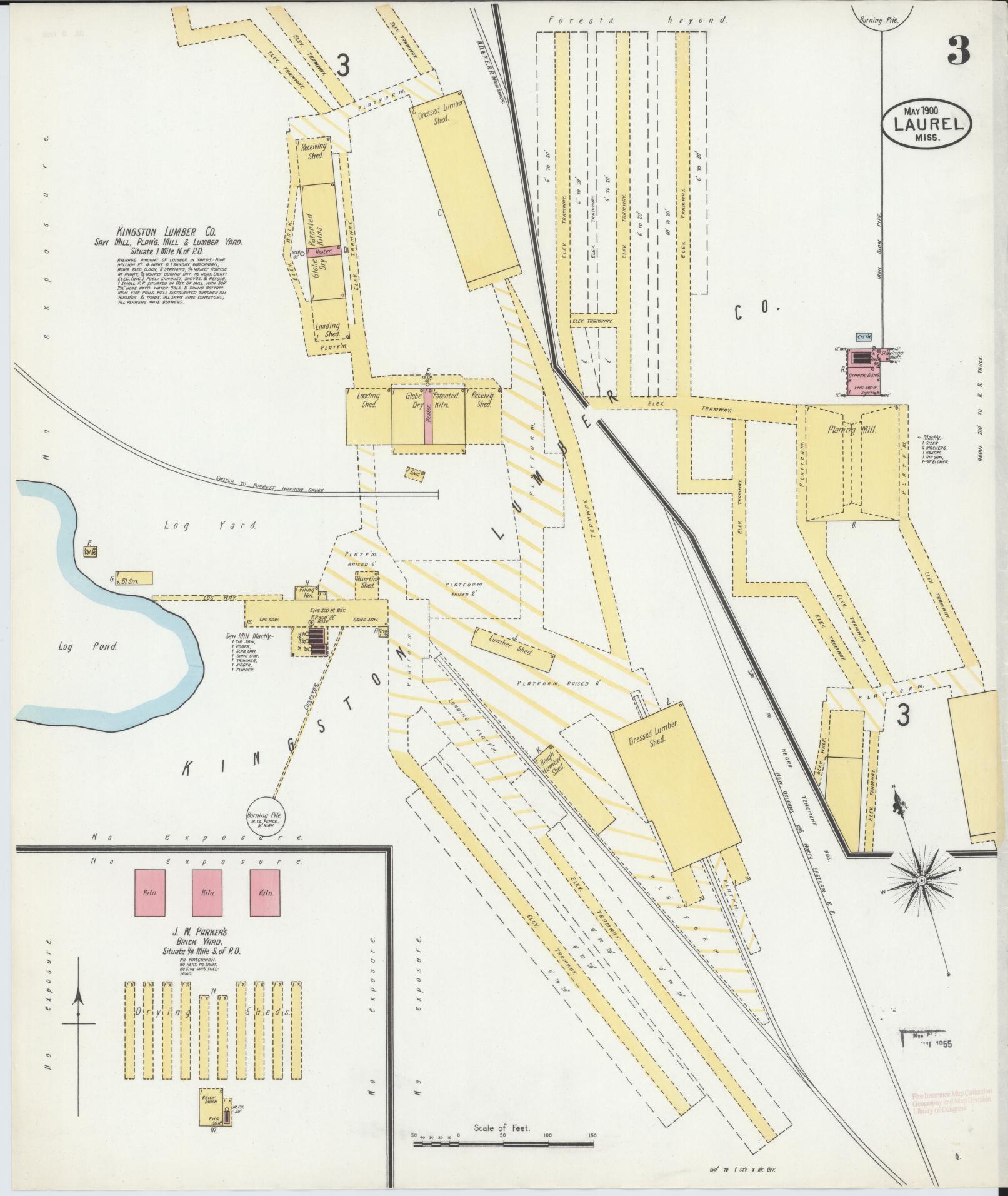 Sanborn Fire Insurance Map from Laurel, Jones County, Mississippi (1900), Sheet #0003 - Complete Map Set gallery image, historic Sanborn map, vintage wall art, Mississippi Mississippi