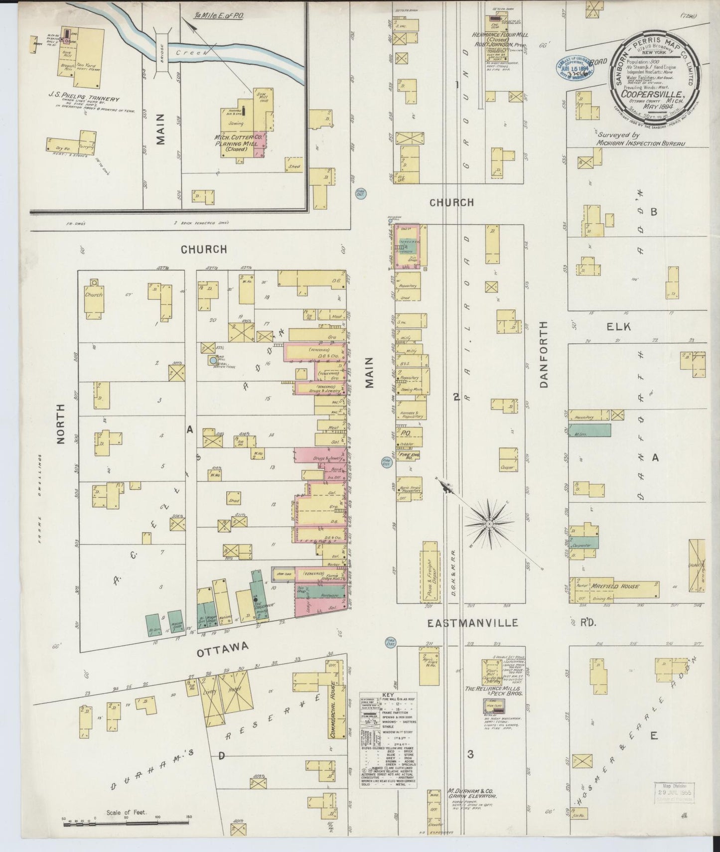 Sanborn Fire Insurance Map from Coopersville, Ottawa County, Michigan (1894), Sheet #0001 - Historic Sanborn Fire Insurance Map Print, vintage old map wall art, antique decor, genealogy gift, Michigan Michigan map