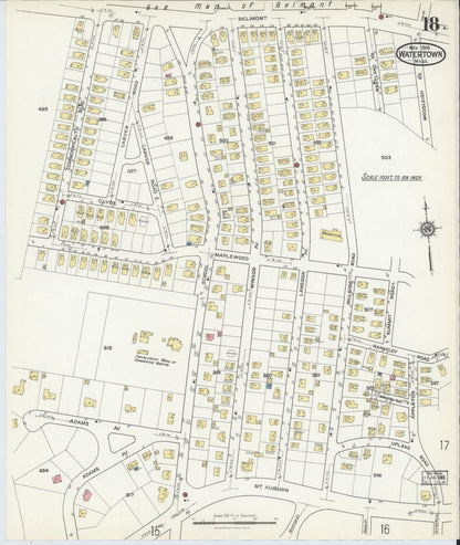 Sanborn Fire Insurance Map from Watertown, Middlesex County, Massachusetts (1916), Sheet #0018 - Complete Map Set gallery image, historic Sanborn map, vintage wall art, Massachusetts Massachusetts