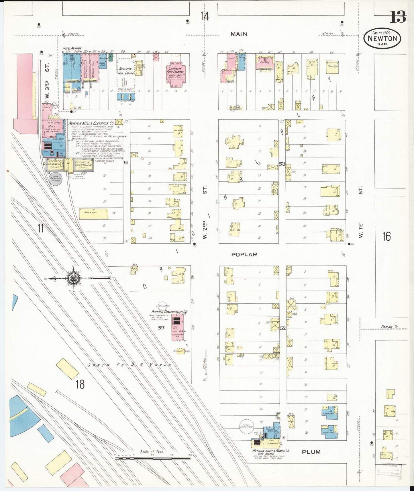 Sanborn Fire Insurance Map from Newton, Harvey County, Kansas (1909), Sheet #0013 - Complete Map Set gallery image, historic Sanborn map, vintage wall art, Kansas Kansas