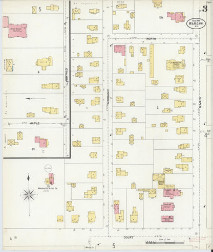Sanborn Fire Insurance Map from Warsaw, Wyoming County, New York (1903), Sheet #0003 - Complete Map Set gallery image, historic Sanborn map, vintage wall art, Warsaw Wyoming
