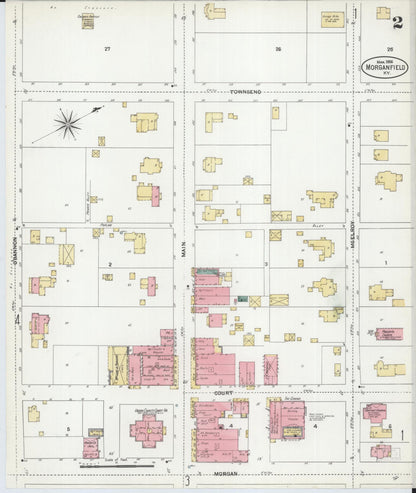 Sanborn Fire Insurance Map from Morganfield, Union County, Kentucky (1906), Sheet #0002 - Complete Map Set gallery image, historic Sanborn map, vintage wall art, Kentucky Kentucky