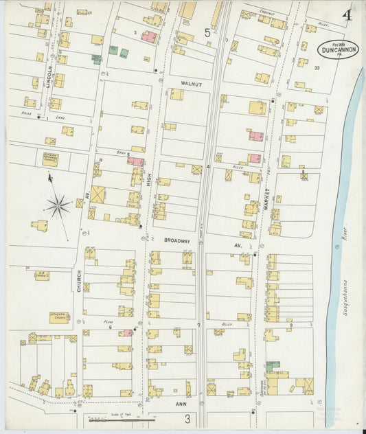 Sanborn Fire Insurance Map from Duncannon, Perry County, Pennsylvania (1899), Sheet #0004 - Historic Sanborn Fire Insurance Map Print, vintage old map wall art, antique decor, genealogy gift, Pennsylvania Pennsylvania map