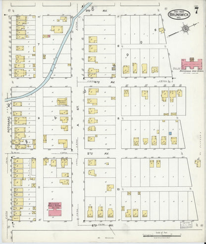 Sanborn Fire Insurance Map from Brunswick, Frederick County, Maryland (1920), Sheet #0007 - Complete Map Set gallery image, historic Sanborn map, vintage wall art, Maryland Maryland