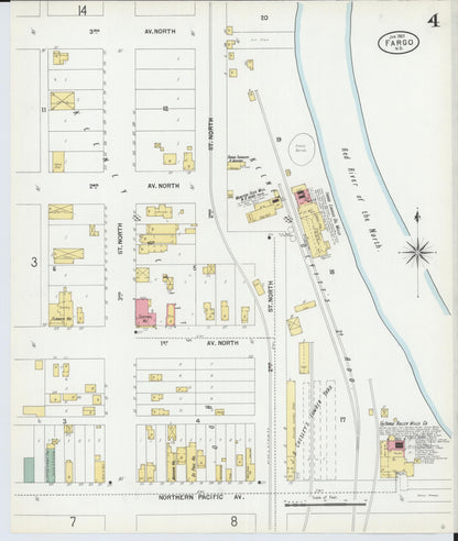 Sanborn Fire Insurance Map from Fargo, Cass County, North Dakota (1901), Sheet #0004 - Complete Map Set gallery image, historic Sanborn map, vintage wall art, North Dakota North Dakota