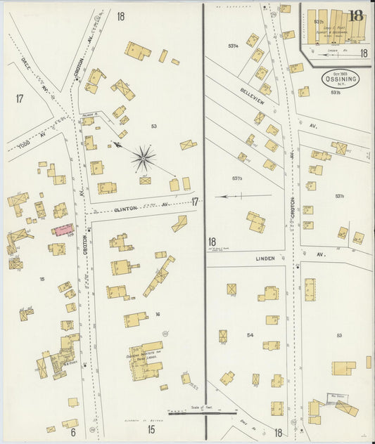 Sanborn Fire Insurance Map from Ossining, Westchester County, New York (1903), Sheet #0018 - Historic Sanborn Fire Insurance Map Print, vintage old map wall art, antique decor, genealogy gift, New York New York map