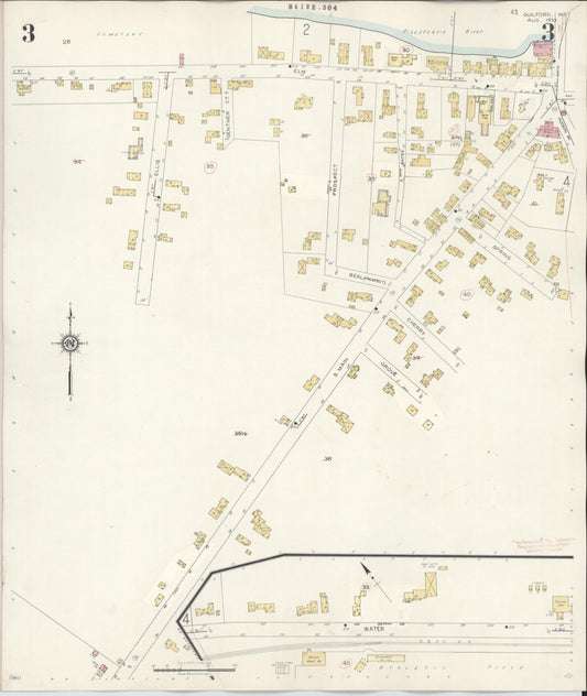 Sanborn Fire Insurance Map from Guilford, Piscataquis County, Maine (1945), Sheet #0003 - Historic Sanborn Fire Insurance Map Print, vintage old map wall art, antique decor, genealogy gift, Maine Maine map