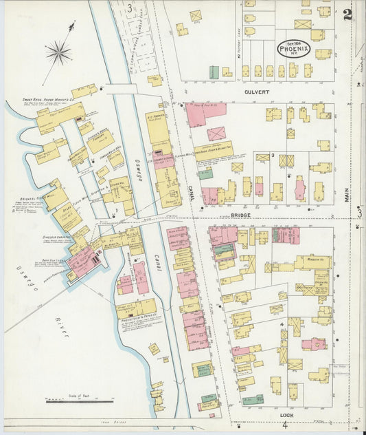 Sanborn Fire Insurance Map from Phoenix, Oswego County, New York (1904), Sheet #0002 - Historic Sanborn Fire Insurance Map Print, vintage old map wall art, antique decor, genealogy gift, New York New York map