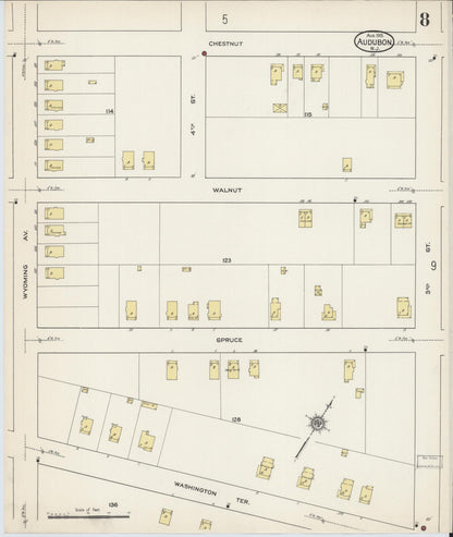 Sanborn Fire Insurance Map from Audubon, Camden County, New Jersey (1915), Sheet #0008 - Complete Map Set gallery image, historic Sanborn map, vintage wall art, New Jersey New Jersey