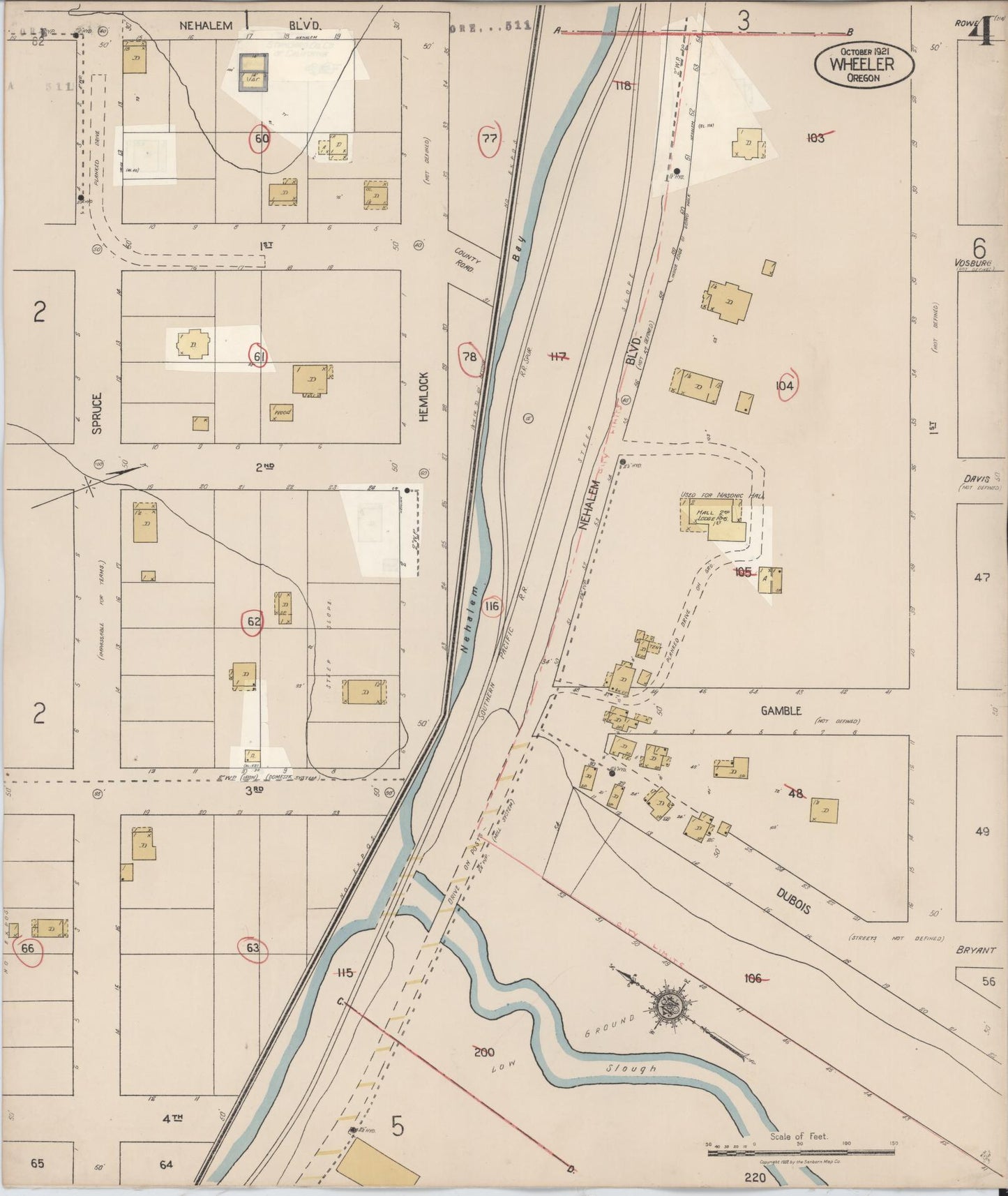 Sanborn Fire Insurance Map from Wheeler, Tillamook County, Oregon (1931), Sheet #0004 - Complete Map Set gallery image, historic Sanborn map, vintage wall art, Oregon Oregon