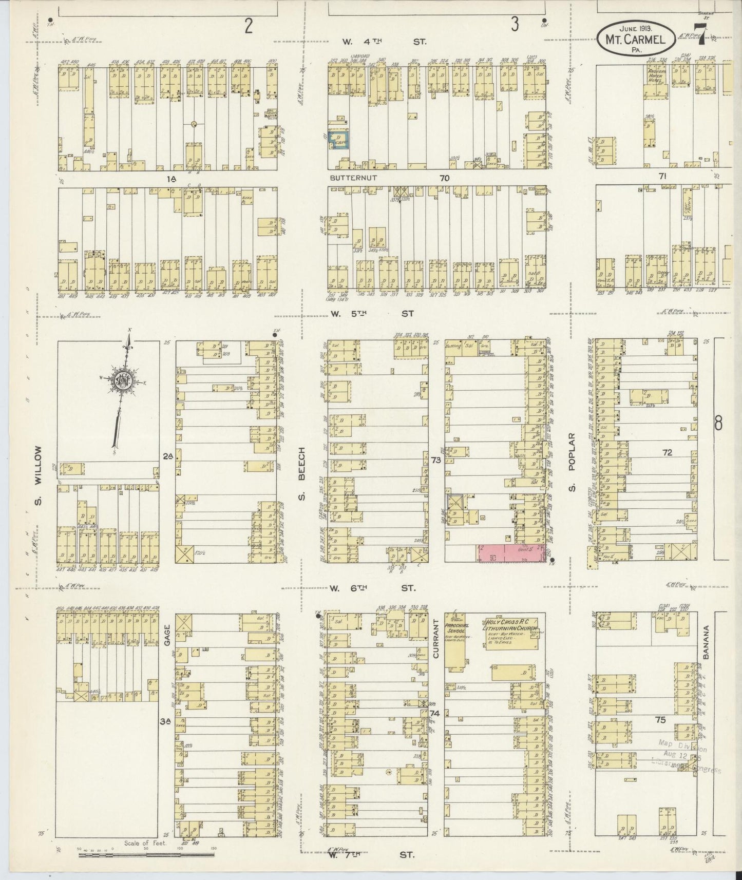 Sanborn Fire Insurance Map from Mount Carmel, Northumberland County, Pennsylvania (1913), Sheet #0007 - Complete Map Set gallery image, historic Sanborn map, vintage wall art, Pennsylvania Pennsylvania