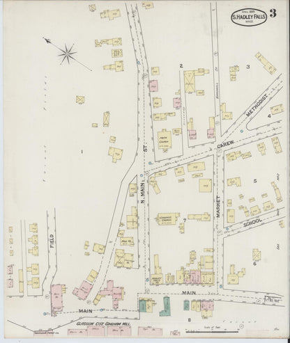 Sanborn Fire Insurance Map from South Hadley Falls, Hampshire County, Massachusetts (1889), Sheet #0003 - Complete Map Set gallery image, historic Sanborn map, vintage wall art, Massachusetts Massachusetts
