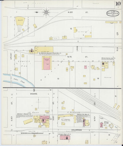 Sanborn Fire Insurance Map from Beatrice, Gage County, Nebraska (1896), Sheet #0010 - Complete Map Set gallery image, historic Sanborn map, vintage wall art, Nebraska Nebraska