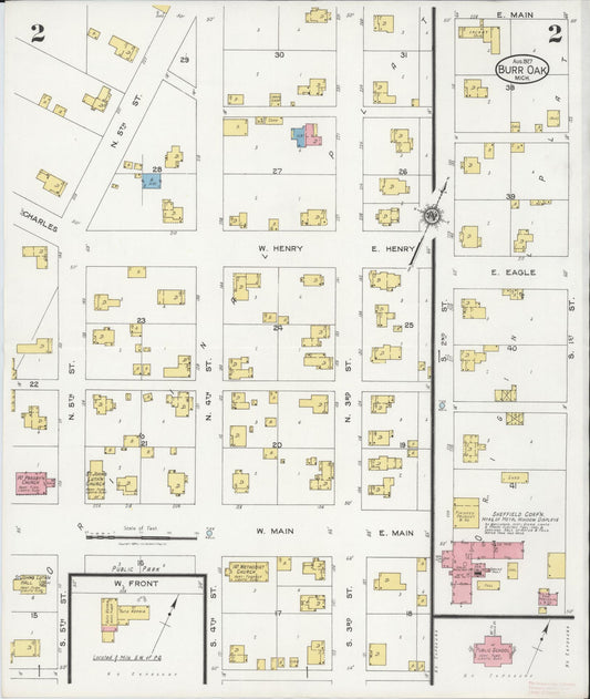 Sanborn Fire Insurance Map from Burr Oak, Saint Joseph County, Michigan (1927), Sheet #0002 - Historic Sanborn Fire Insurance Map Print, vintage old map wall art, antique decor, genealogy gift, Michigan Michigan map