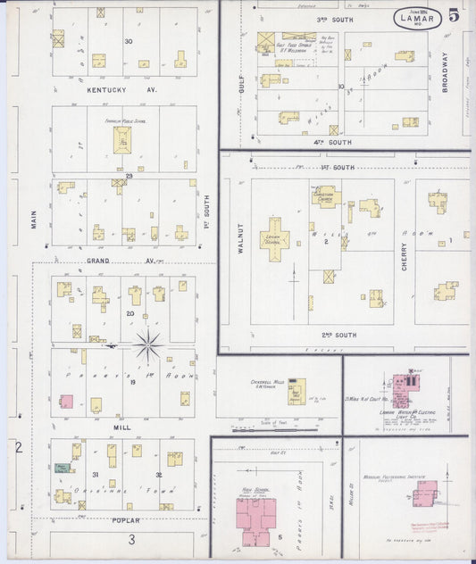 Sanborn Fire Insurance Map from Lamar, Barton County, Missouri (1896), Sheet #0005 - Historic Sanborn Fire Insurance Map Print, vintage old map wall art, antique decor, genealogy gift, Missouri Missouri map