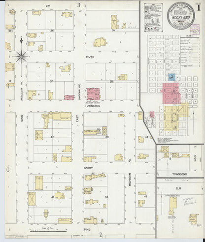 Sanborn Fire Insurance Map from Rockland, Ontonagon County, Michigan (1902), Sheet #0001 - Historic Sanborn Fire Insurance Map Print, vintage old map wall art, antique decor, genealogy gift, Michigan Michigan map