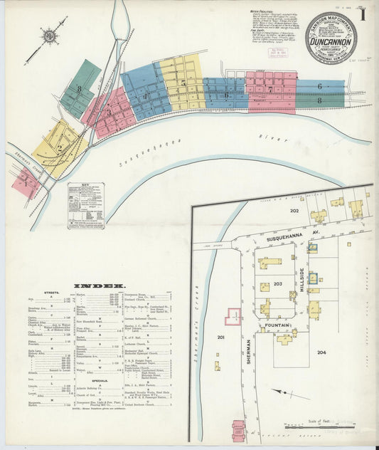 Sanborn Fire Insurance Map from Duncannon, Perry County, Pennsylvania (1911), Sheet #0001 - Historic Sanborn Fire Insurance Map Print, vintage old map wall art, antique decor, genealogy gift, Pennsylvania Pennsylvania map