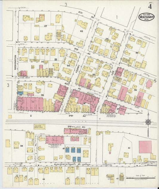 Sanborn Fire Insurance Map from Montgomery, Fayette County, West Virginia (1920), Sheet #0004 - Historic Sanborn Fire Insurance Map Print, vintage old map wall art, antique decor, genealogy gift, West Virginia West Virginia map