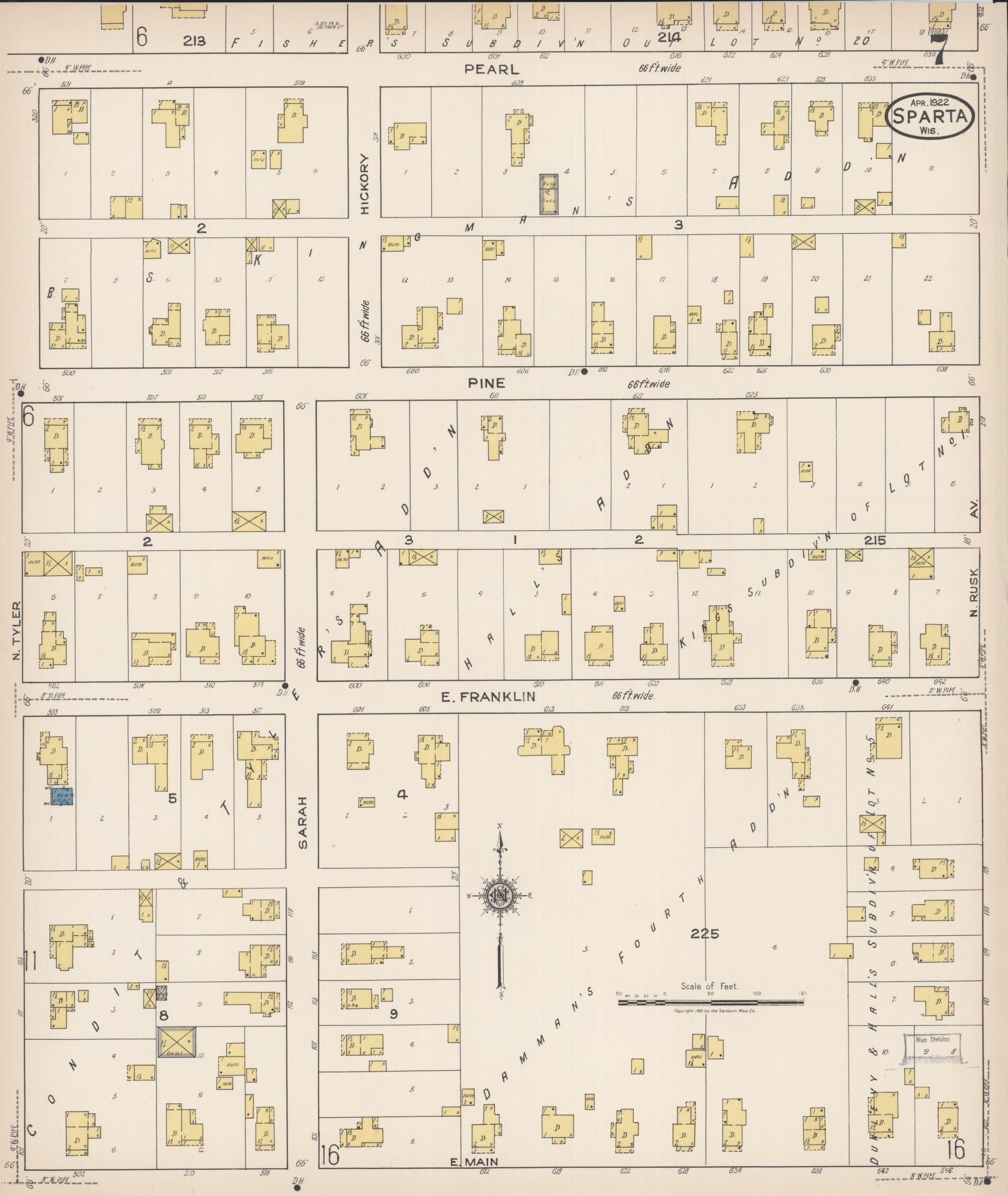 Sanborn Fire Insurance Map from Sparta, Monroe County, Wisconsin (1922), Sheet #0007 - Complete Map Set gallery image, historic Sanborn map, vintage wall art, Wisconsin Wisconsin