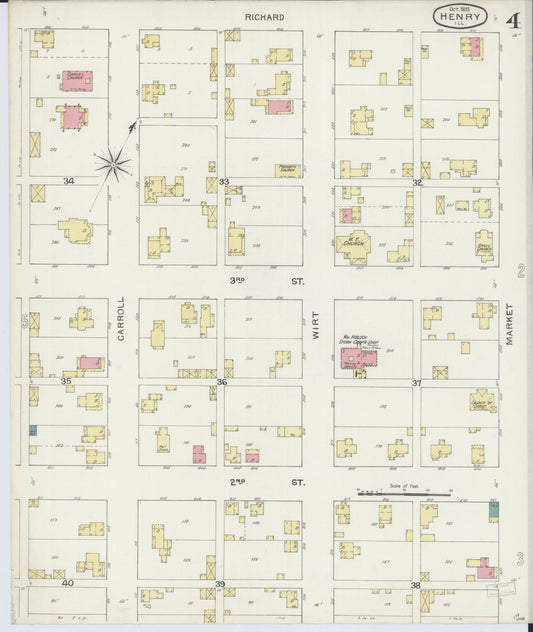 Sanborn Fire Insurance Map from Henry, Marshall County, Illinois (1893), Sheet #0004 - Historic Sanborn Fire Insurance Map Print, vintage old map wall art, antique decor, genealogy gift, Illinois Illinois map