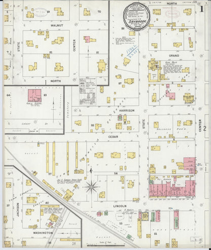 Sanborn Fire Insurance Map from Saybrook, McLean County, Illinois (1899), Sheet #0001 - Complete Map Set gallery image, historic Sanborn map, vintage wall art, Illinois Illinois
