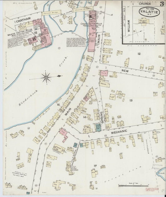 Sanborn Fire Insurance Map from Valatie, Columbia County, New York (1886), Sheet #0003 - Historic Sanborn Fire Insurance Map Print, vintage old map wall art, antique decor, genealogy gift, New York New York map