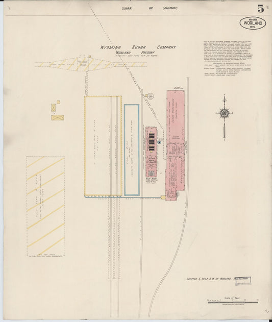 Sanborn Fire Insurance Map from Worland, Washakie County, Wyoming (1918), Sheet #0005 - Historic Sanborn Fire Insurance Map Print, vintage old map wall art, antique decor, genealogy gift, Wyoming Wyoming map