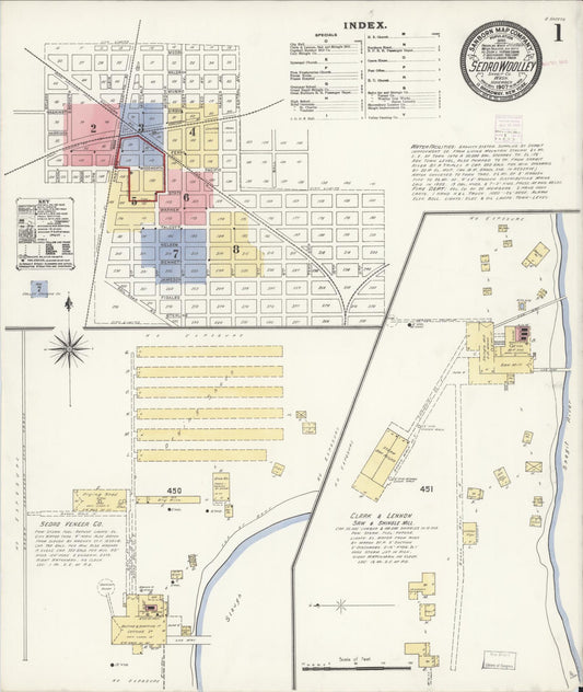 Sanborn Fire Insurance Map from Sedro Woolley, Skagit County, Washington (1907), Sheet #0001 - Complete Map Set gallery image, historic Sanborn map, vintage wall art, Washington Washington