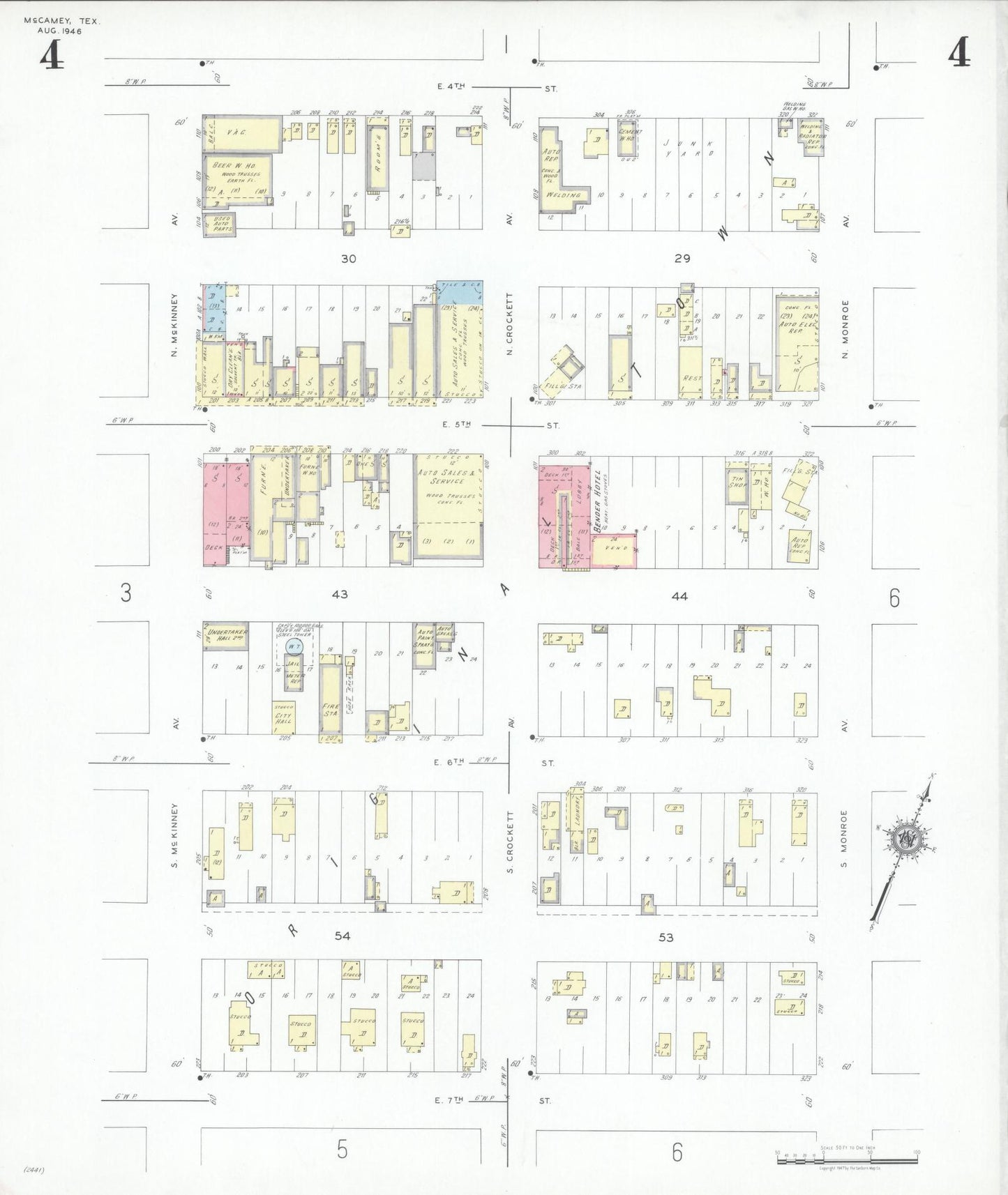 Sanborn Fire Insurance Map from McCamey, Upton County, Texas (1946), Sheet #0004 - Complete Map Set gallery image, historic Sanborn map, vintage wall art, Texas Texas
