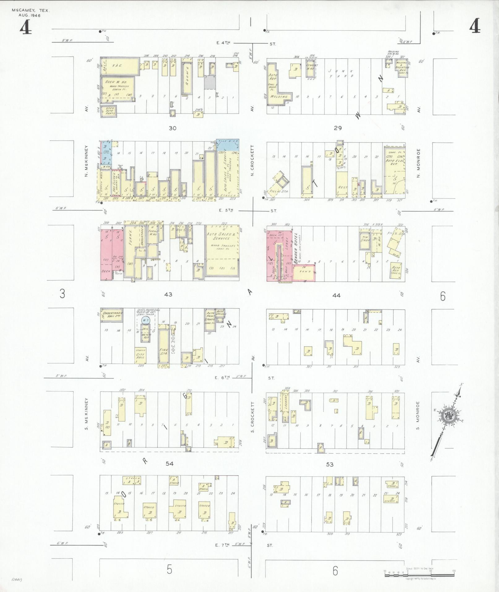 Sanborn Fire Insurance Map from McCamey, Upton County, Texas (1946), Sheet #0004 - Complete Map Set gallery image, historic Sanborn map, vintage wall art, Texas Texas